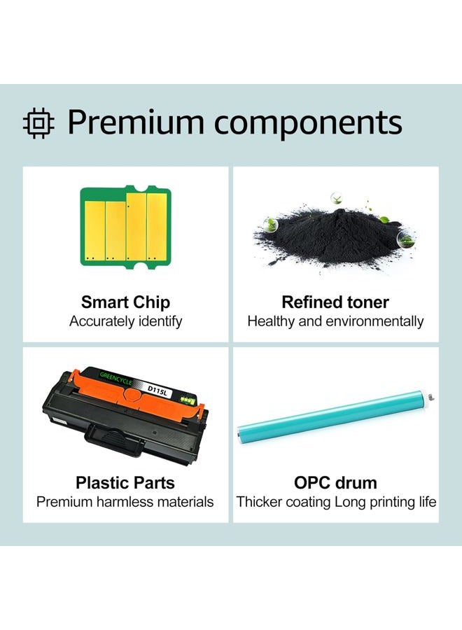 GREENCYCLE 1 Pack MLT-D115L D115L Black Toner Cartridge Compatible for Samsung SL-M2880FW Laser Printer - Image 5