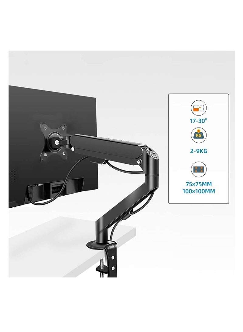 ANYOUI Monitor Desk Mount Single Arm Stand, Full Motion Monitor Arm (Holds up to 2-9kG) with Gas Spring for 17 to 30 Inch LCD LED Computer Monitor - Image 4