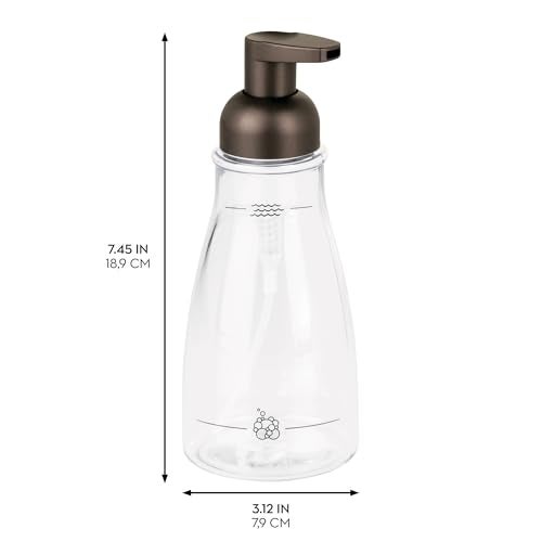 InterDesign iDesign Clear and Bronze InterDesign Plastic Foaming Soap Pump Dispenser Holds 14 oz. for Kitchen, Bathroom, Sink, Vanity, 3" x 3" x 7.5", Pack of 1 - Image 2