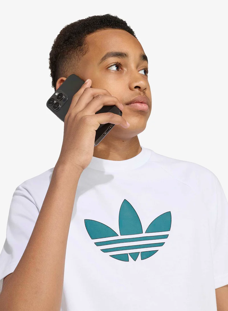 Adidas Originals WHITE Youth Graphic Trefoil Loose T-Shirt  | Best Price UAE