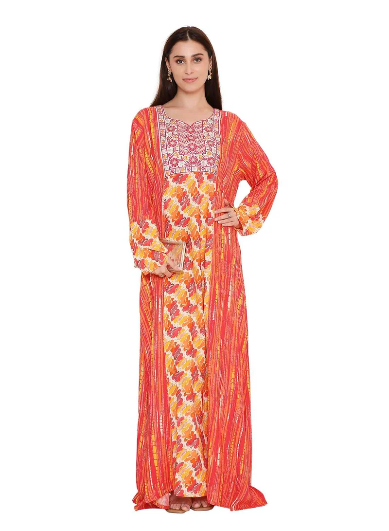 هانا آند سارا long arabic kaftan jalabia dress in unique flowery print