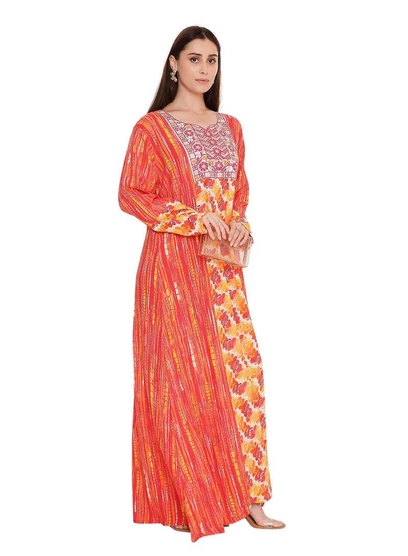 HANA & SARA long arabic kaftan jalabia dress in unique flowery print