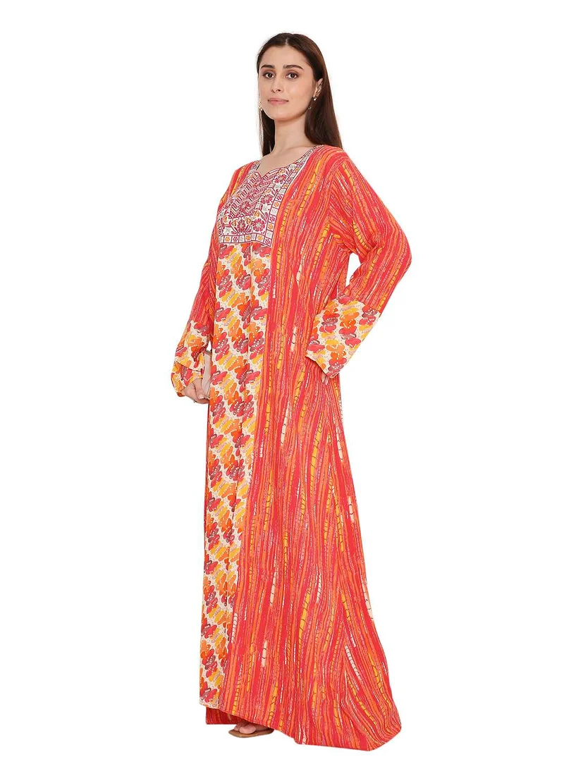 HANA & SARA long arabic kaftan jalabia dress in unique flowery print