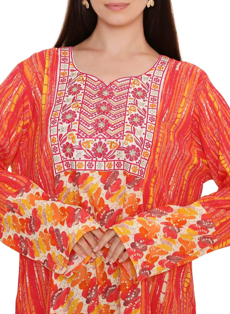 HANA & SARA long arabic kaftan jalabia dress in unique flowery print