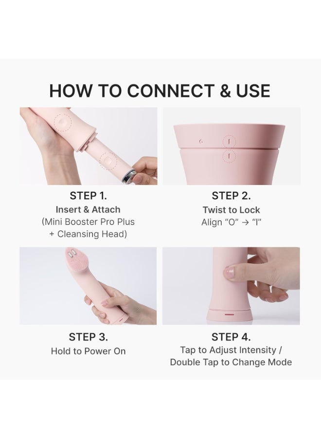 Medicube Mini Booster Pro Plus Cleansing Device Set | 2-in-1 Facial Cleansing, Skincare Device | Pore, Makeup, Excess Sebum Care | Portable Skincare Booster with 3 Modes | Korean Facial Device, Pink - Image 5