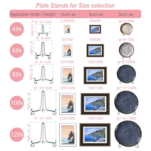 HENABLE 4PCS Premium Black Iron Plate Stands for Display 6 Inch, Decorative Solid Metal Plate Holders for Displaying, Mini Easel, Frame, Book, Card, Plaque, Bowl, Picture Stands for Display - Image 4