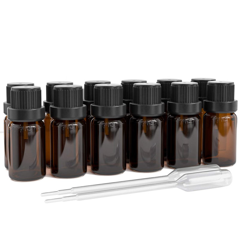 Glass Bottles for Essential Oils  Refillable Empty Amber Bottle with Orifice Reducer Dropper and Cap  DIY Supplies Tool  Accessories Perfume Aromatherapy  Carrier Oil Kit 12 Count Pack of 1