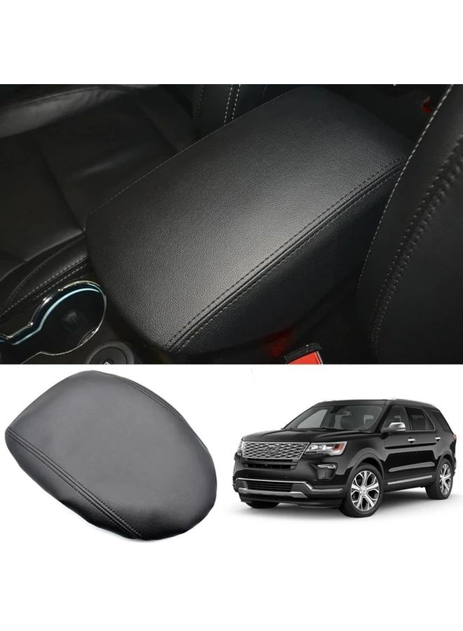 Black Armrest Console Cover Compatible with Ford Explorer 2011 2012 2013 2014 2015 2016 2017 2018 2019 - Image 1