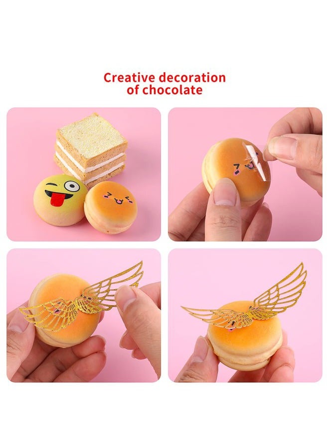 COBEE Golden Glitter Wings Cake Toppers, 40pcs Gold Wings Wizard Party Chocolate Decoration Cupcake Toppers Shiny Cake Party Decorations for Wizard Theme Party Anniversary Birthday Wedding - Image 2