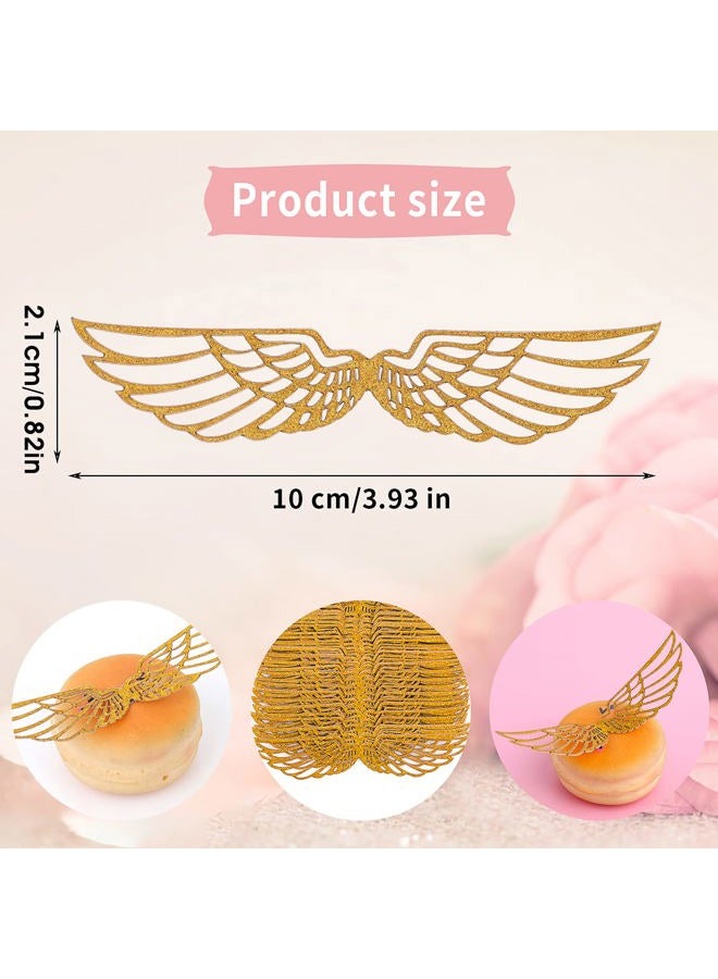 COBEE Golden Glitter Wings Cake Toppers, 40pcs Gold Wings Wizard Party Chocolate Decoration Cupcake Toppers Shiny Cake Party Decorations for Wizard Theme Party Anniversary Birthday Wedding - Image 3