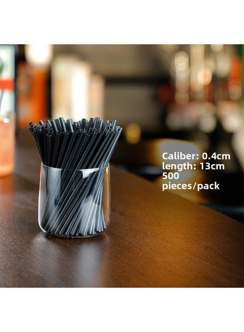 4mm Black Thin Straw Plastic Disposable Black Short Bar Cocktail Decoration Small Juice Drink 500
