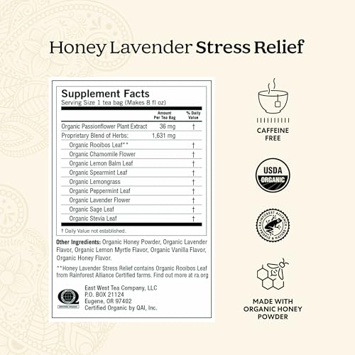Yogi Tea شاي يوجي بالعسل والخزامى لتخفيف التوتر 16 كيس شاي لكل عبوة 6 عبوات شاي البابونج والخزامى العضوي يشمل بلسم الليمون وعشب الليمون وورق النعناع وورق النعناع بنكهة العسل والمزيد - Image 5