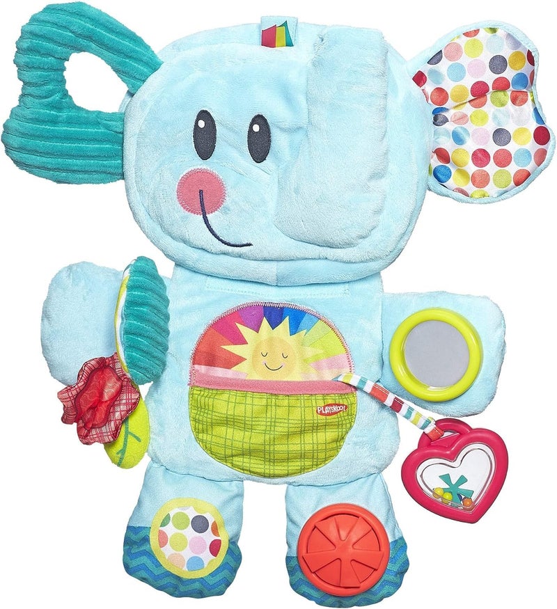 PlayMonster Playskool Fold n Go Elephant Stuffed Animal Tummy Time Toy for Babies 3 Months and Up Blue Exclusive - Image 2