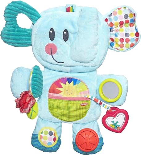 PlayMonster Playskool Fold n Go Elephant Stuffed Animal Tummy Time Toy for Babies 3 Months and Up Blue Exclusive - Image 1
