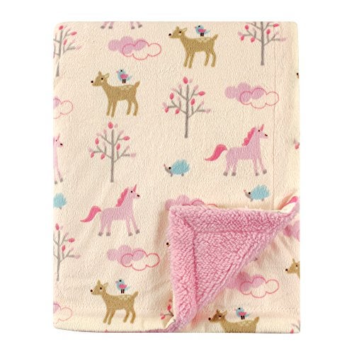 Luvable Friends Unisex Baby Plush Blanket with Sherpa Back, Magical Forest, One Size - Image 3
