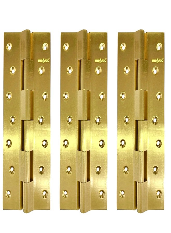 BRASK Brass Railway Hinges 8" x 1.1/4" x 5/32 (200 mm x 32 mm x 4 mm) Heavy Duty Brass Door Hinges (Golden Satin, 3) - Image 1