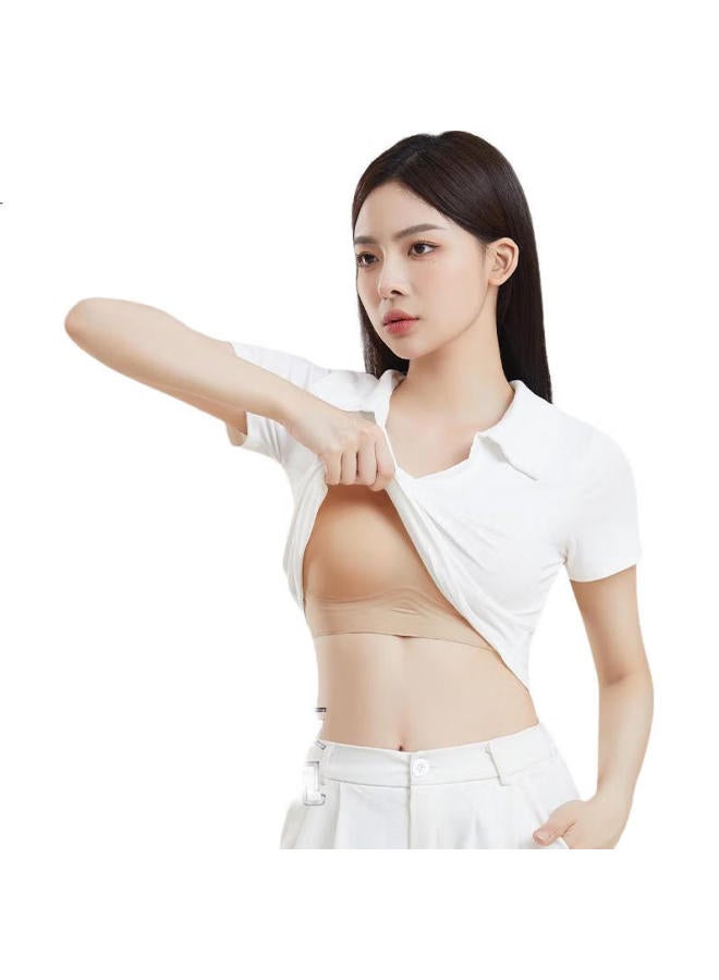GUJIN (Gujin) Wireless Fixed Cup Seamless Sports Bra Women'S Non-Transparent Foundation Liquid Invisible Skin Color - Image 2