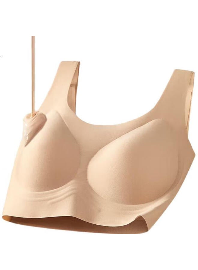 GUJIN (Gujin) Wireless Fixed Cup Seamless Sports Bra Women'S Non-Transparent Foundation Liquid Invisible Skin Color - Image 3