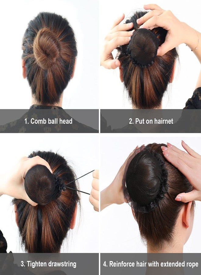 KESAPLAN 6PCS Bun Hair Nets Set Reusable Elastic Mesh Bun Cover for Ballerina Dancer Bank Clerk Nurse Hair Fixing Black Stretch Lace Hair Accessories Headwear for Women Girls Mixed Style (Medium) - Image 3