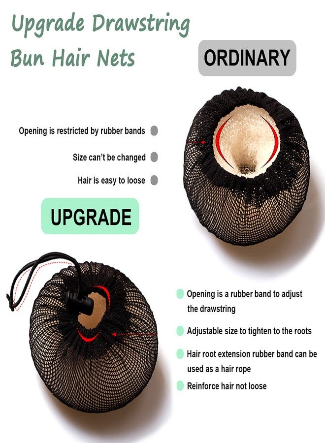 KESAPLAN 6PCS Bun Hair Nets Set Reusable Elastic Mesh Bun Cover for Ballerina Dancer Bank Clerk Nurse Hair Fixing Black Stretch Lace Hair Accessories Headwear for Women Girls Mixed Style (Medium) - Image 2