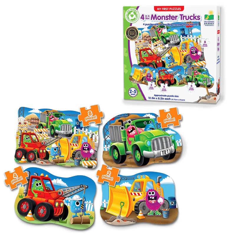 THE LEARNING JOURNEY Learning Journey International LLC My First 4inABox Puzzle Monster Truck Educational Toddler Toys Gifts for Boys Girls Ages 2 and Up Multi - Image 4