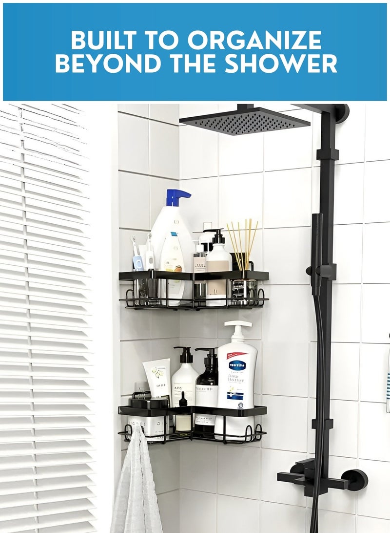 JUNI Shower Caddy 5-Pack – Adhesive No Drill Bathroom Organizer, Stainless Steel Rustproof Shower Shelves for Inside Shower, Kitchen & Bathroom Storage - Image 5