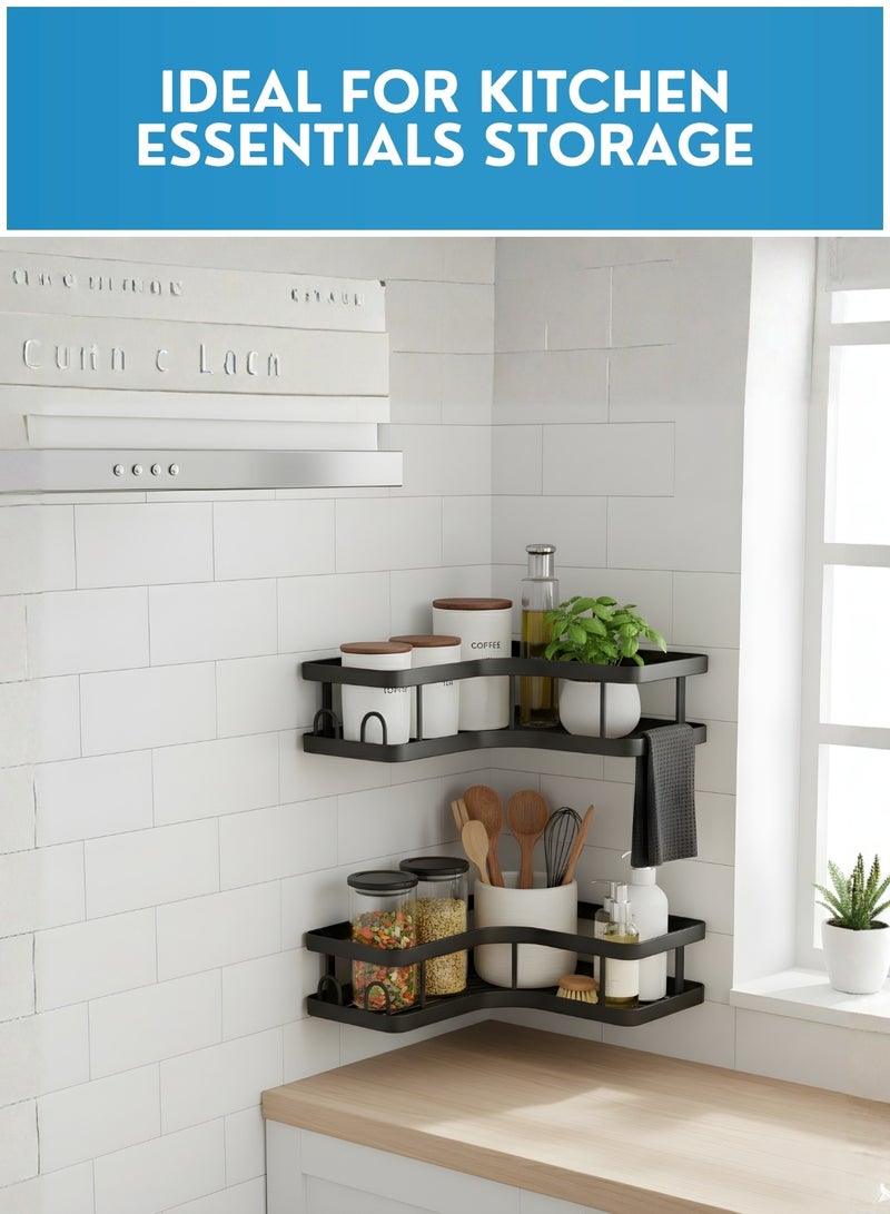 JUNI Shower Caddy 5-Pack – Adhesive No Drill Bathroom Organizer, Stainless Steel Rustproof Shower Shelves for Inside Shower, Kitchen & Bathroom Storage - Image 2