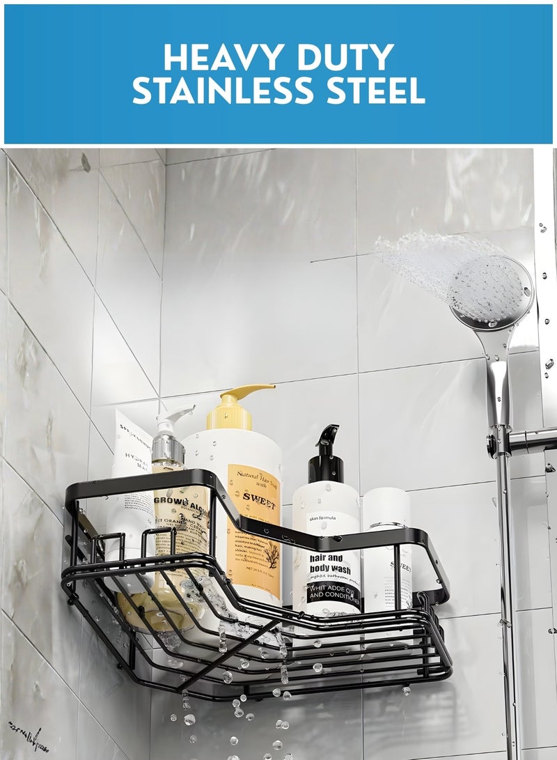 JUNI Shower Caddy 5-Pack – Adhesive No Drill Bathroom Organizer, Stainless Steel Rustproof Shower Shelves for Inside Shower, Kitchen & Bathroom Storage - Image 4