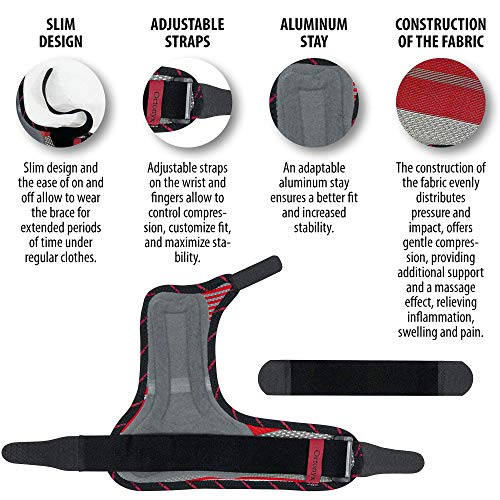 ORTONYX Pinky Finger Splint Wrist Immobilizer Brace - Boxer Fracture for 4th & 5th Finger, Ulnar Gutter Support, Metacarpal Tunnel Syndrome, Breathable & Adjustable for Left or Right Hand / KB434 Gray - Image 4