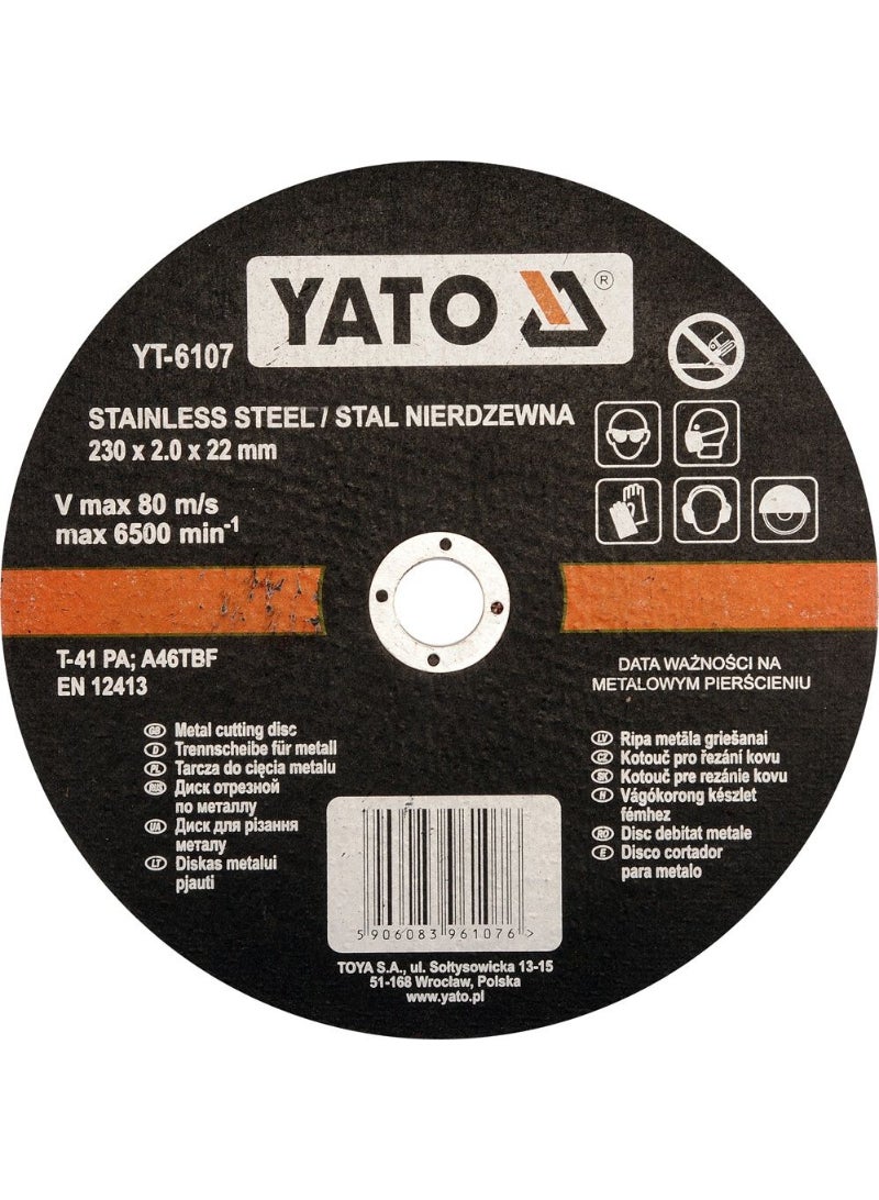 YATO Inox Cutting Disc 230x2.0x22mm YT-6107
