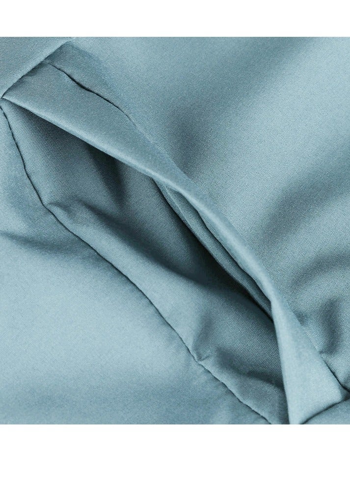 Loquat Solid Color Medical Uniform Scrubs Set Medical Scrubs 2 Piece Set Top and Pants Suit Pale Blue  - Image 2