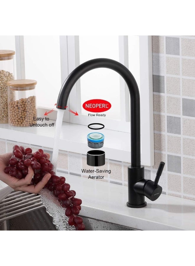 Kitchen Tap, High Spout Sink Mixer, Stainless, Black, Kitchen Mixer Tap, Faucet - Image 4