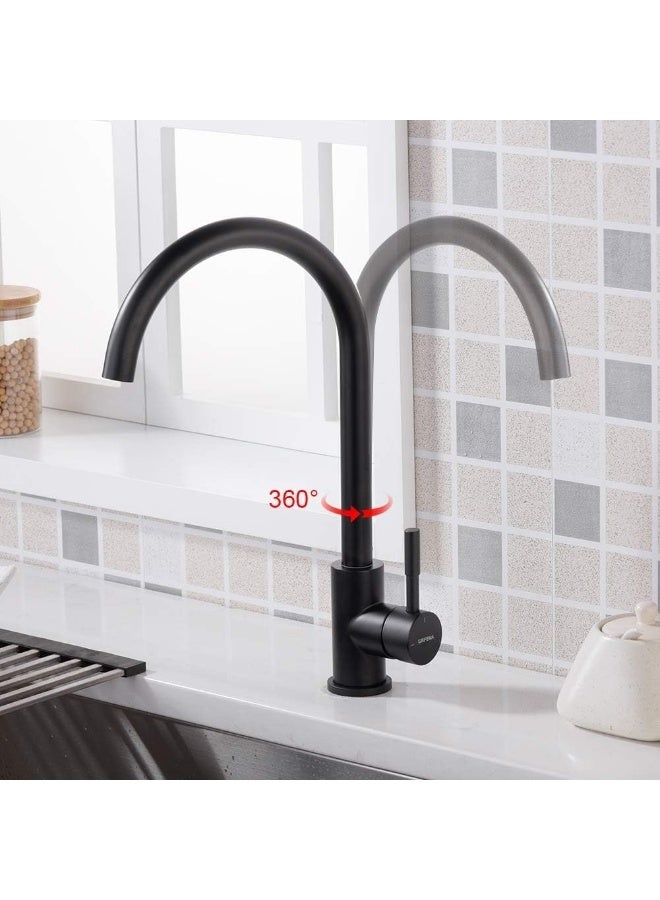 Kitchen Tap, High Spout Sink Mixer, Stainless, Black, Kitchen Mixer Tap, Faucet - Image 3