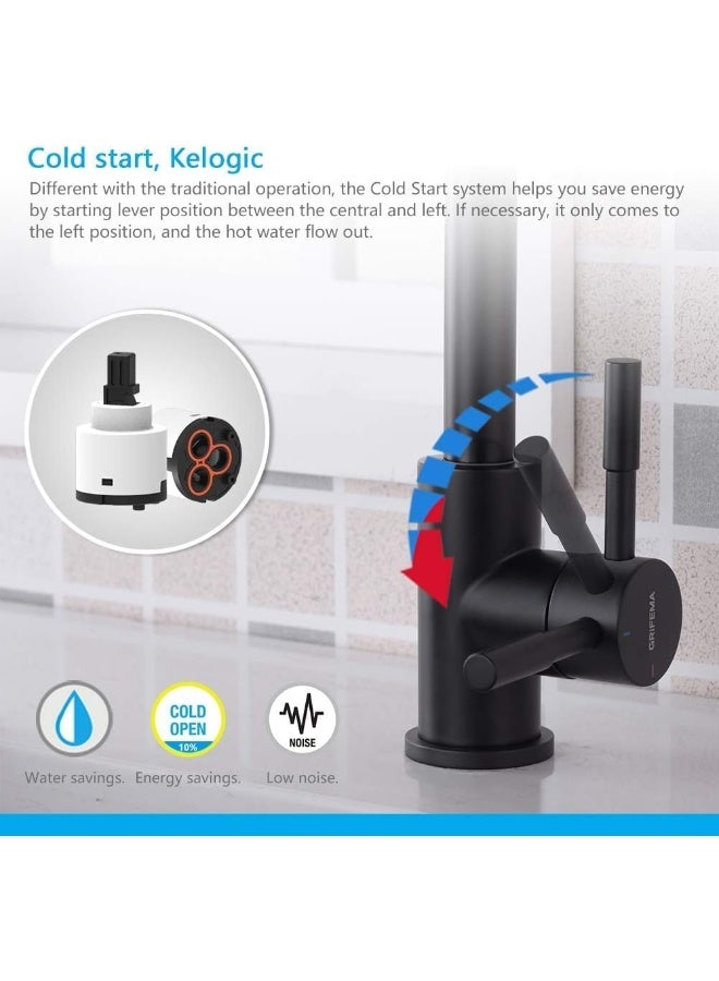 Kitchen Tap, High Spout Sink Mixer, Stainless, Black, Kitchen Mixer Tap, Faucet - Image 2