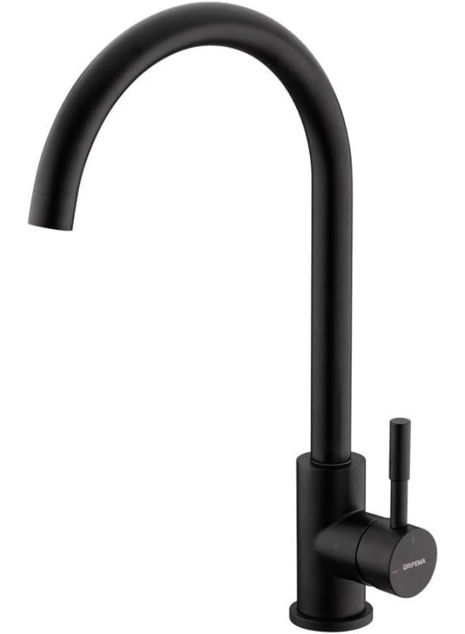 Kitchen Tap, High Spout Sink Mixer, Stainless, Black, Kitchen Mixer Tap, Faucet - Image 1