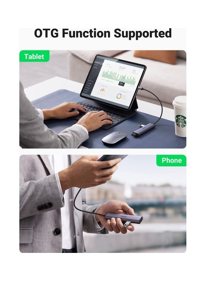 Ugreen USB C Hub 4-in-1  4 Ports USB 3.0 Adapter USB Dongle with Nylon Braided Cable High-Speed 5Gbps USB Splitter for MacBook Pro Air iPad Pro Dell iMac etc - Image 5