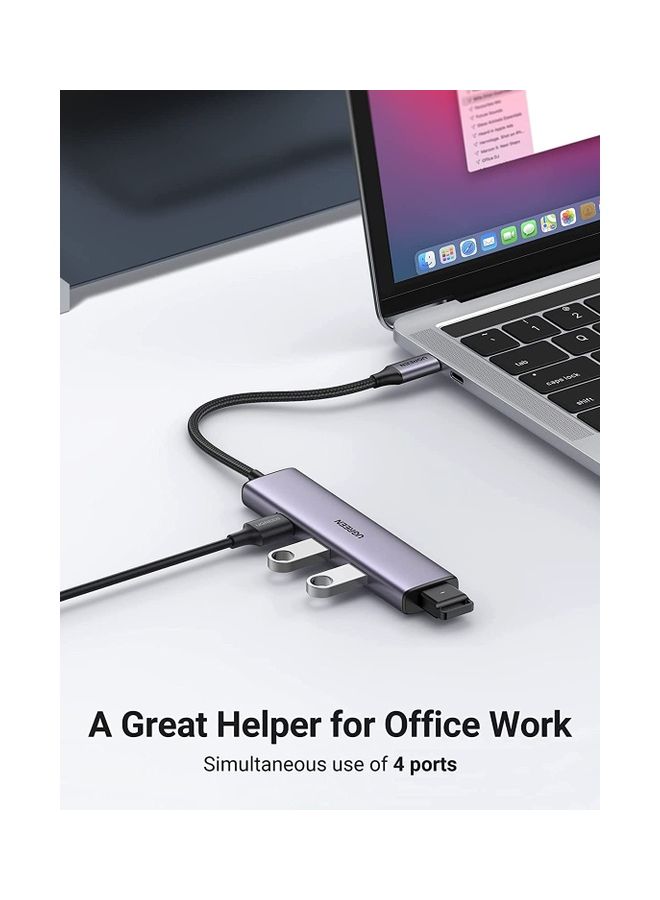 Ugreen USB C Hub 4-in-1  4 Ports USB 3.0 Adapter USB Dongle with Nylon Braided Cable High-Speed 5Gbps USB Splitter for MacBook Pro Air iPad Pro Dell iMac etc - Image 3