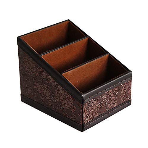 Daixers PU Leather Remote Control Holder Storage Container for TV Remote Phone Caddy Eyeglasses - Image 1
