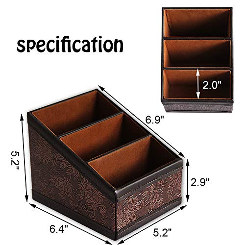 Daixers PU Leather Remote Control Holder Storage Container for TV Remote Phone Caddy Eyeglasses - Image 2