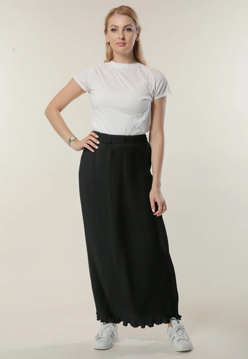 Moistreet Pleated High Waist Maxi Skirt