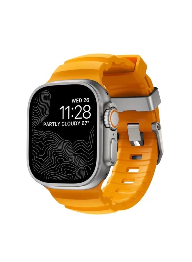 For Iwatch Ultra1/2 For Apple Watch S10 Wild Trail Silicone For Apple Watch 49mm Strap-Color:Sunlight Yellow-Dimensions:42/44/45/46/49mm Titanium Buckle  - Image 1
