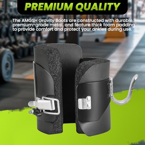 AMGSH Gravity Boots Inversion Boots, Gravity Boots Hanging Upside Down with 2 Gravity Hook, Anti Gravity Inversion Boots for Core Gym Fitness Exerciser, Ab Crunch, Abdominal Sit Up, Hooks Bar Therapy - Image 3