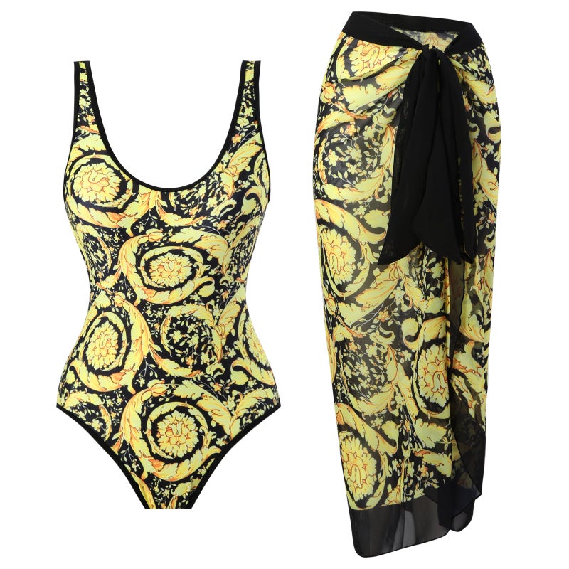 Fashion Sunscreen Gauze Dress Vintage Printed Vacation Swimsuit Explosions - Image 5