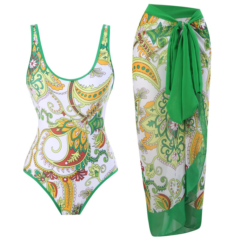 Fashion Sunscreen Gauze Dress Vintage Printed Vacation Swimsuit Explosions - Image 2