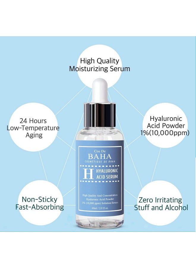 Cos De BAHA Pure Hyaluronic Acid 1% Powder Serum For Face 10000Ppm Fine Line + Intense Hydration + Facial Moisturizer + Visibly Plumped Skin 2 Fl Oz  - Image 2