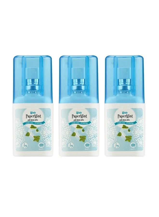 Papermint 3 pieces of  Mint flavored mouth freshener spray 200 sprays