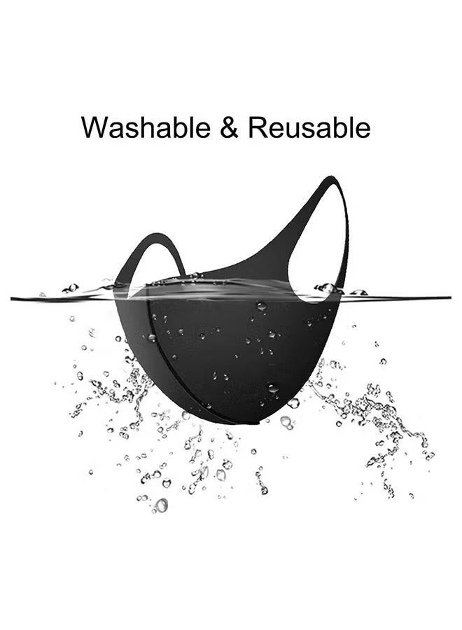 GIFT 5 Pcs Washable and Reusable Space Cotton Dust Black Face Mask for Adults Fashion Cloth Fabric Face Protection, Unisex Earloop Black Dust Reusable Washable - Image 2