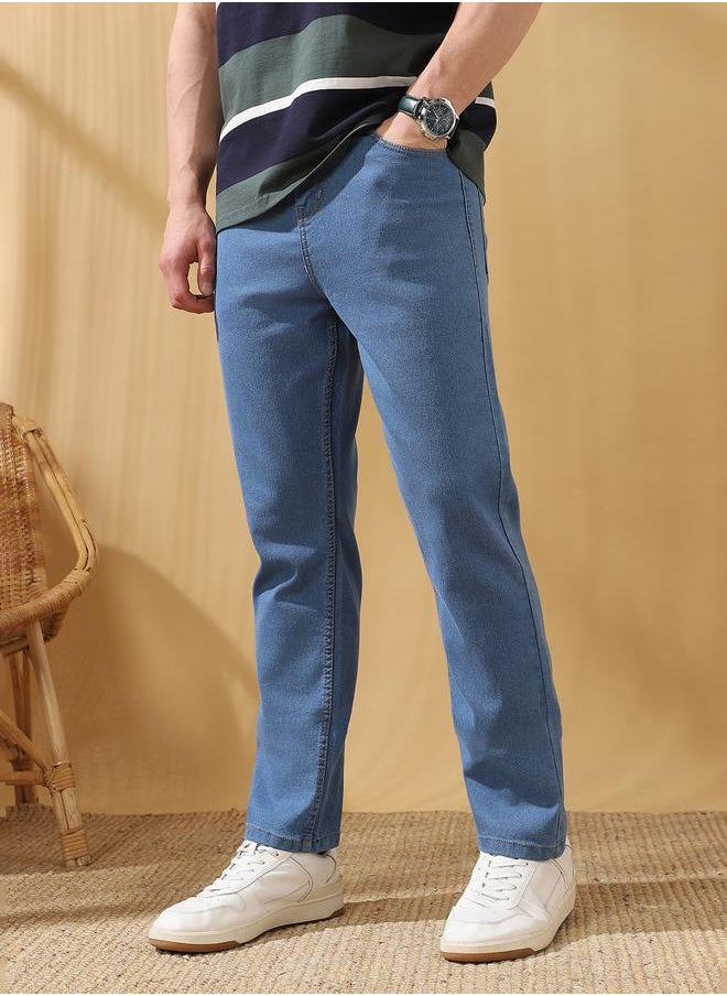 Dennis Lingo Straight Fit Solid Indigo 78% cotton 20% Poly 2% spandex Mid Rise Waist Full Length Woven Weave Jean for Men with Button/Zip Closure -crafted to complement every occasion.  - Image 2