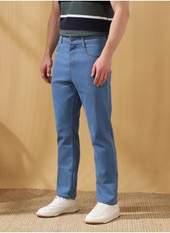 Dennis Lingo Straight Fit Solid Indigo 78% cotton 20% Poly 2% spandex Mid Rise Waist Full Length Woven Weave Jean for Men with Button/Zip Closure -crafted to complement every occasion.  - Image 3