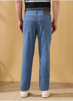 Dennis Lingo Straight Fit Solid Indigo 78% cotton 20% Poly 2% spandex Mid Rise Waist Full Length Woven Weave Jean for Men with Button/Zip Closure -crafted to complement every occasion.  - Image 5